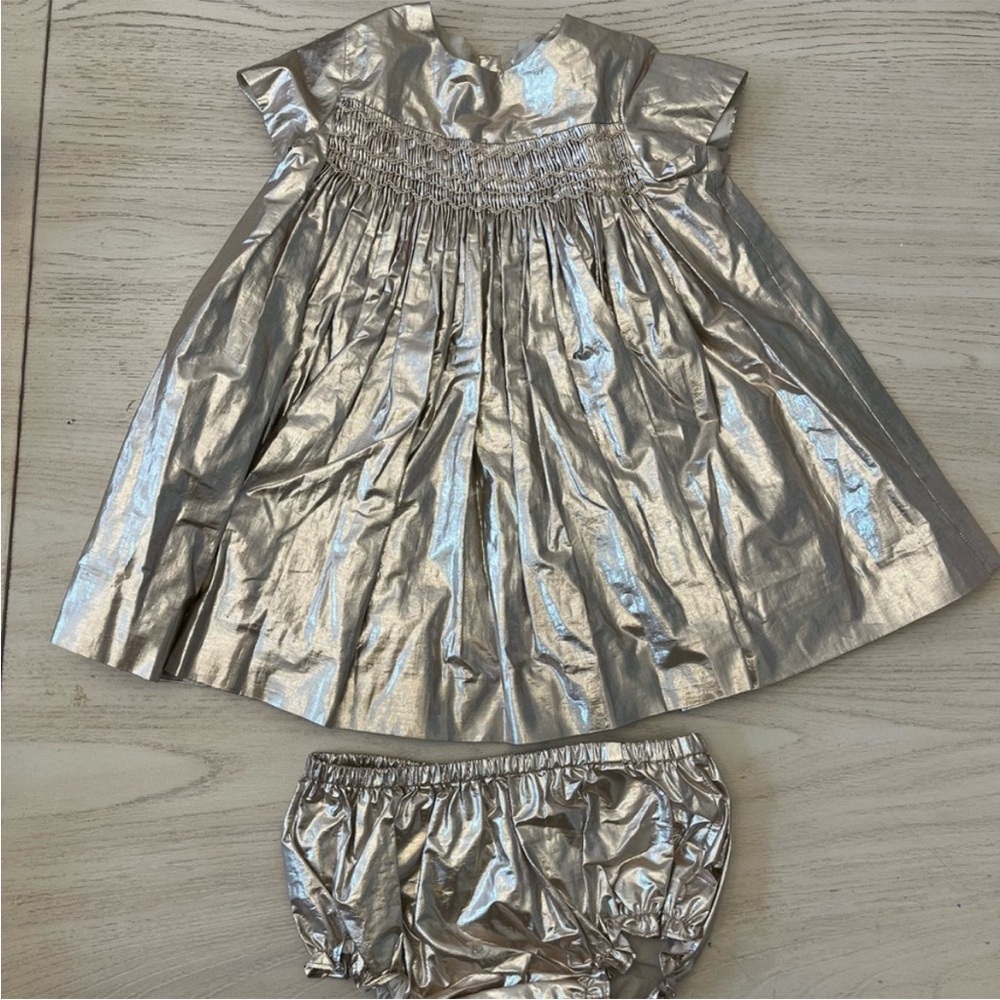 Bonpoint Metallic duchesse smocked  Dress